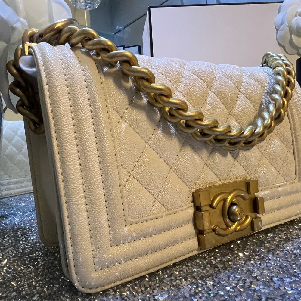 Caviar Quilted Small Boy Flap White⚪️